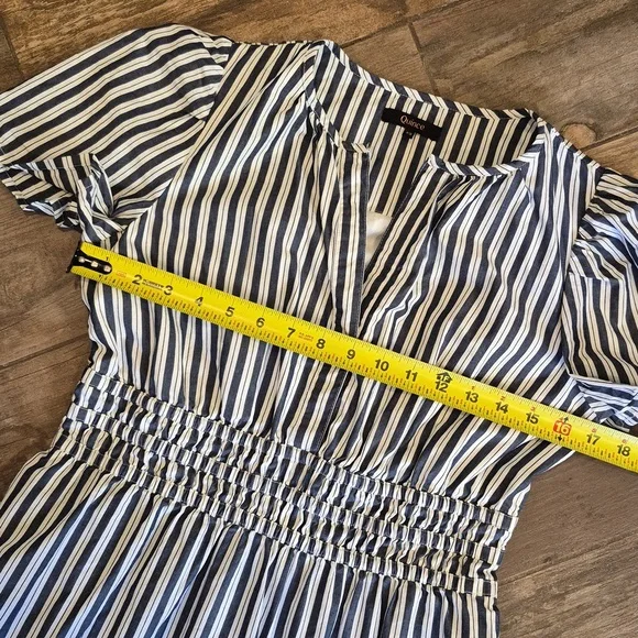 Quince 100% Organic Cotton Poplin Tiered Maxi Dress in Hudson Stripe, Small - Picture 8 of 13